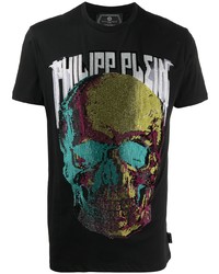 T-shirt à col rond imprimé noir Philipp Plein