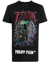 T-shirt à col rond imprimé noir Philipp Plein