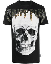 T-shirt à col rond imprimé noir Philipp Plein