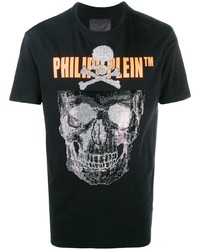 T-shirt à col rond imprimé noir Philipp Plein