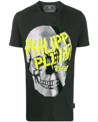 T-shirt à col rond imprimé noir Philipp Plein