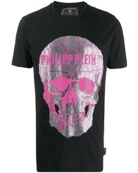 T-shirt à col rond imprimé noir Philipp Plein