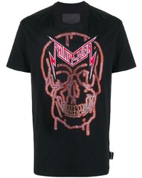 T-shirt à col rond imprimé noir Philipp Plein