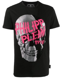 T-shirt à col rond imprimé noir Philipp Plein