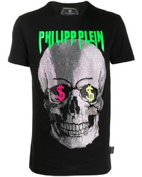 T-shirt à col rond imprimé noir Philipp Plein