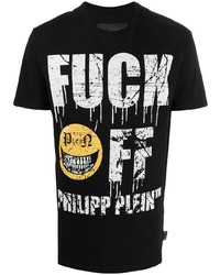 T-shirt à col rond imprimé noir Philipp Plein