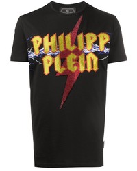 T-shirt à col rond imprimé noir Philipp Plein