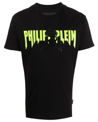 T-shirt à col rond imprimé noir Philipp Plein