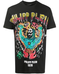 T-shirt à col rond imprimé noir Philipp Plein