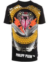 T-shirt à col rond imprimé noir Philipp Plein