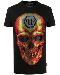 T-shirt à col rond imprimé noir Philipp Plein