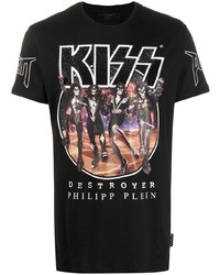 T-shirt à col rond imprimé noir Philipp Plein