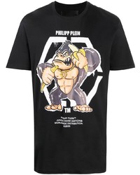 T-shirt à col rond imprimé noir Philipp Plein