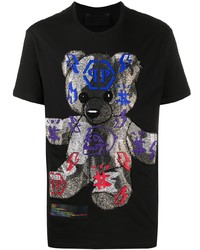 T-shirt à col rond imprimé noir Philipp Plein