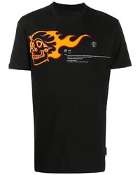 T-shirt à col rond imprimé noir Philipp Plein