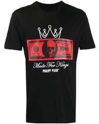 T-shirt à col rond imprimé noir Philipp Plein