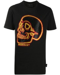 T-shirt à col rond imprimé noir Philipp Plein