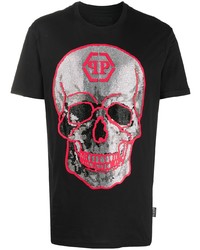 T-shirt à col rond imprimé noir Philipp Plein