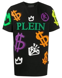 T-shirt à col rond imprimé noir Philipp Plein