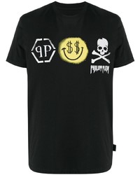 T-shirt à col rond imprimé noir Philipp Plein