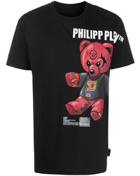 T-shirt à col rond imprimé noir Philipp Plein