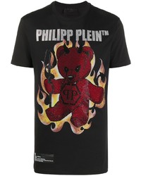 T-shirt à col rond imprimé noir Philipp Plein