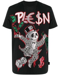 T-shirt à col rond imprimé noir Philipp Plein