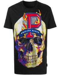 T-shirt à col rond imprimé noir Philipp Plein