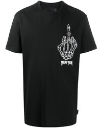 T-shirt à col rond imprimé noir Philipp Plein