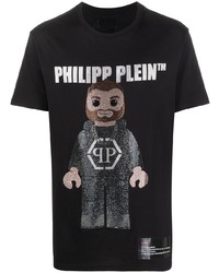 T-shirt à col rond imprimé noir Philipp Plein