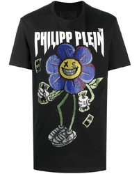 T-shirt à col rond imprimé noir Philipp Plein