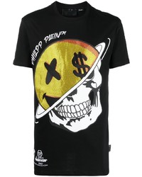 T-shirt à col rond imprimé noir Philipp Plein