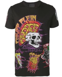 T-shirt à col rond imprimé noir Philipp Plein