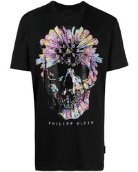 T-shirt à col rond imprimé noir Philipp Plein