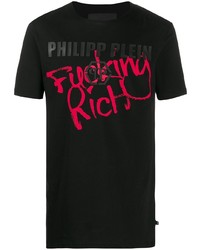 T-shirt à col rond imprimé noir Philipp Plein