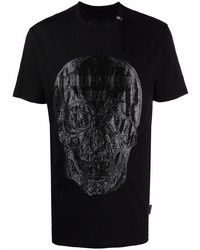 T-shirt à col rond imprimé noir Philipp Plein