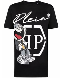 T-shirt à col rond imprimé noir Philipp Plein