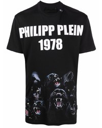 T-shirt à col rond imprimé noir Philipp Plein