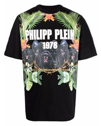 T-shirt à col rond imprimé noir Philipp Plein