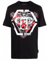 T-shirt à col rond imprimé noir Philipp Plein