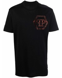 T-shirt à col rond imprimé noir Philipp Plein