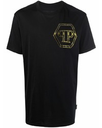 T-shirt à col rond imprimé noir Philipp Plein