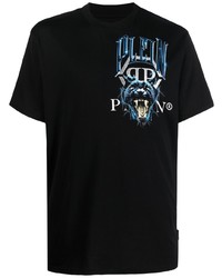 T-shirt à col rond imprimé noir Philipp Plein