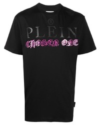 T-shirt à col rond imprimé noir Philipp Plein