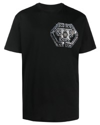 T-shirt à col rond imprimé noir Philipp Plein