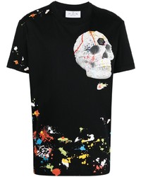 T-shirt à col rond imprimé noir Philipp Plein