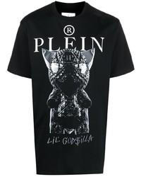 T-shirt à col rond imprimé noir Philipp Plein