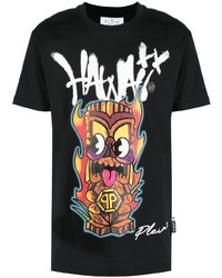 T-shirt à col rond imprimé noir Philipp Plein