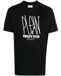 T-shirt à col rond imprimé noir Philipp Plein