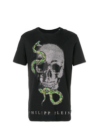 T-shirt à col rond imprimé noir Philipp Plein